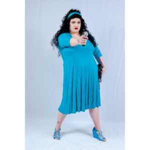 Dorian cosplaying as Deanna Troi from Star trek TNG.